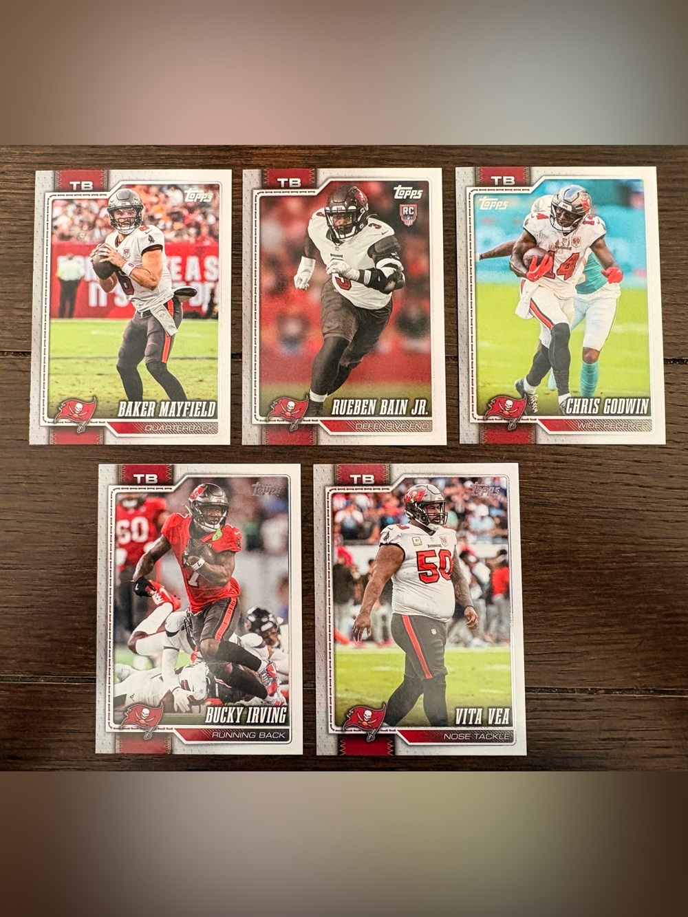 TOPPS TAMPA BAY BUCCANEERS Set of 5 Football Trading Cards MINT